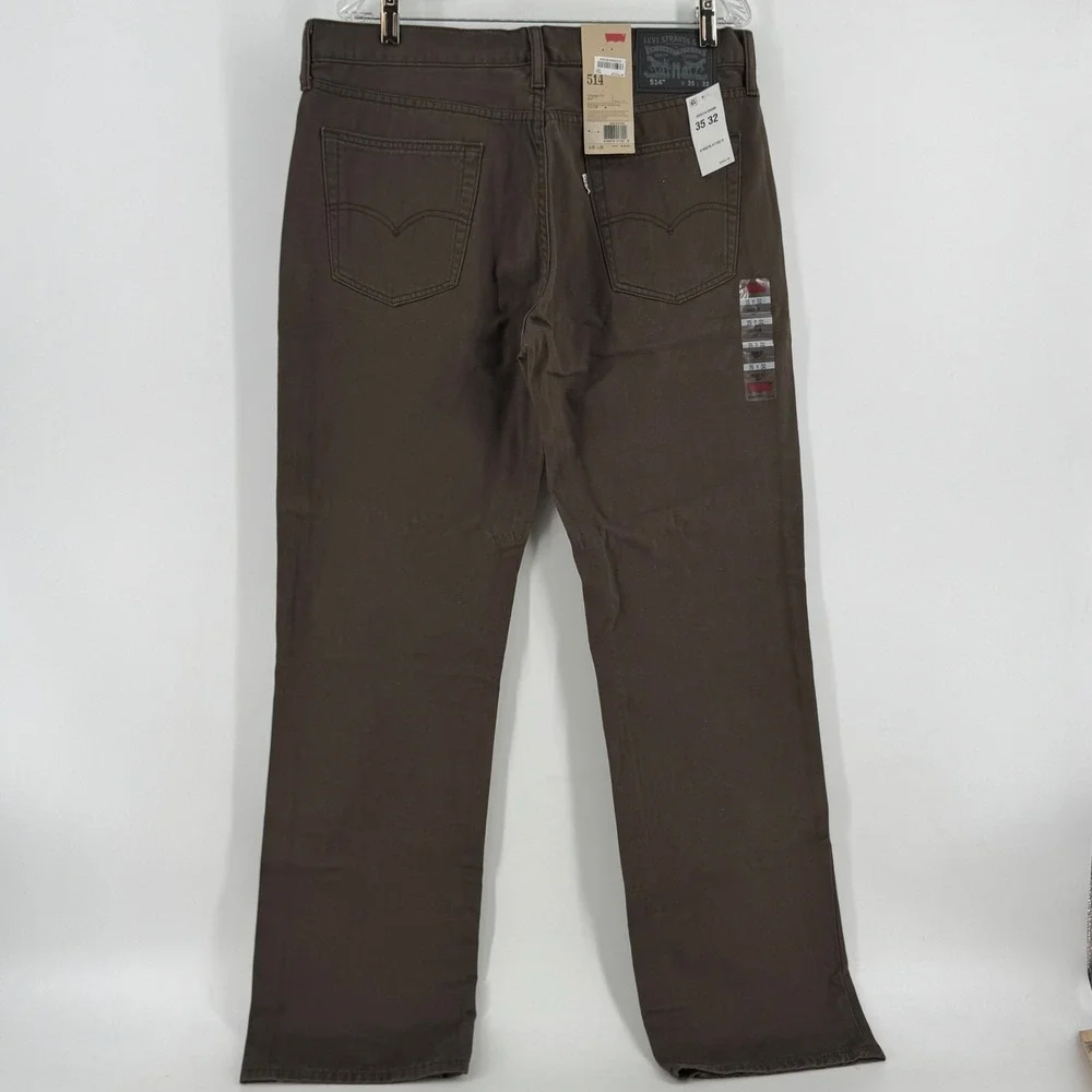 Levis 514 Mens Brown Straight Fit Pants 35x32 NWT 00514-0409 Cotton Twill